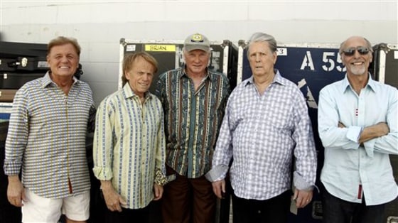 The Beach Boys, from left, Bruce Johnston, Al Jardine, Mike Love, Brian Wilson and David Marks, pose for a portrait in Burbank, Calif. in April.